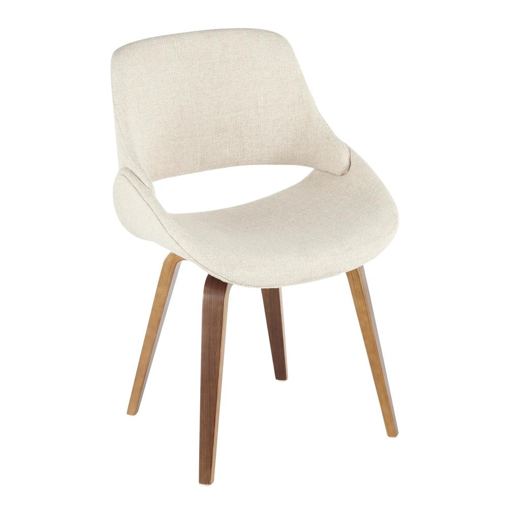 Contemporary Home Living Set of 2 Cream White and Walnut Brown Fabrico Dining/Accent Chair 33.5”