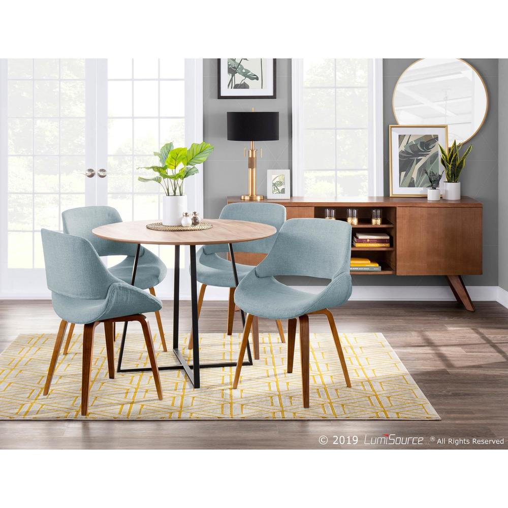 Contemporary Home Living Set of 2 Blue Noise and Walnut Brown Fabrico Dining/Accent Chair 33.5”