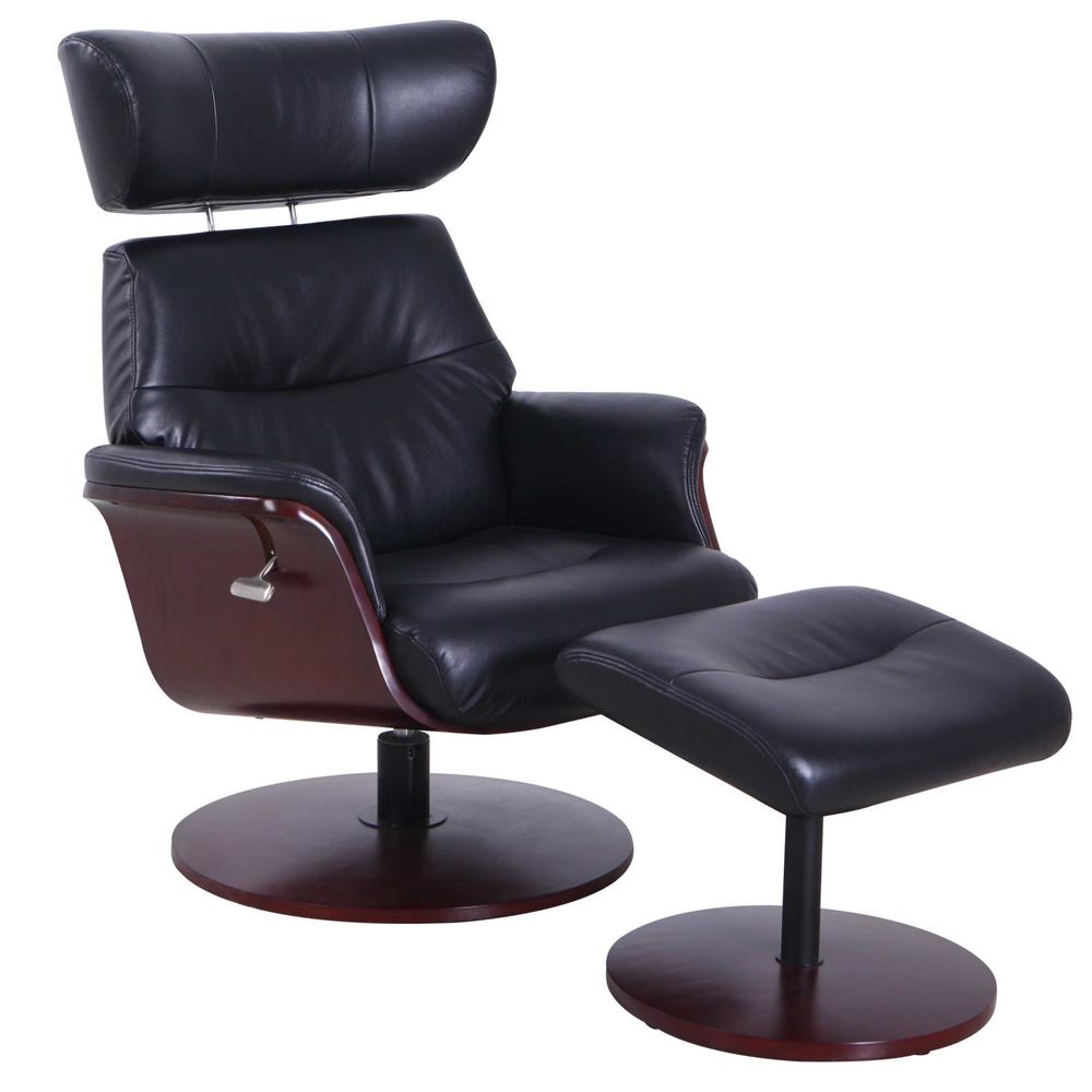 Contemporary Home Living 44" Black and Brown Sennet Recliner Chair with Ottoman