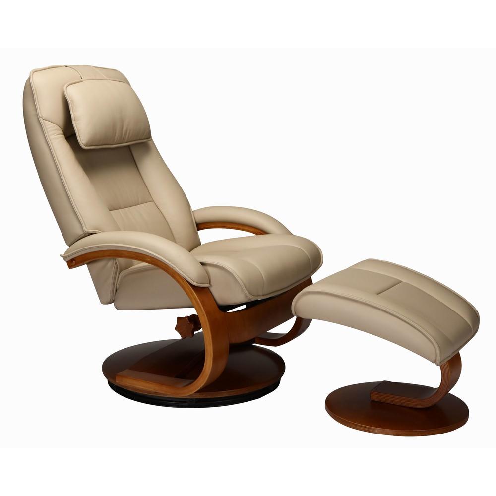 Contemporary Home Living 44.75" Beige and Brown Brampton Recliner Chair with Ottoman