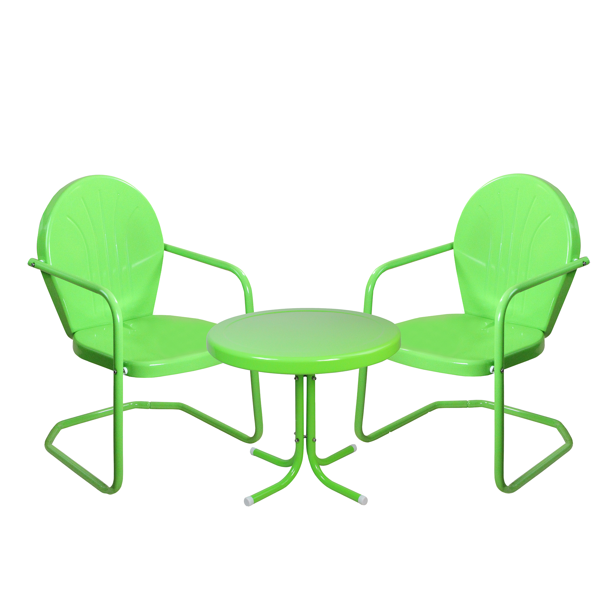 Northlight 3-Piece Retro Metal Tulip Chairs and Side Table Outdoor Set, Lime Green