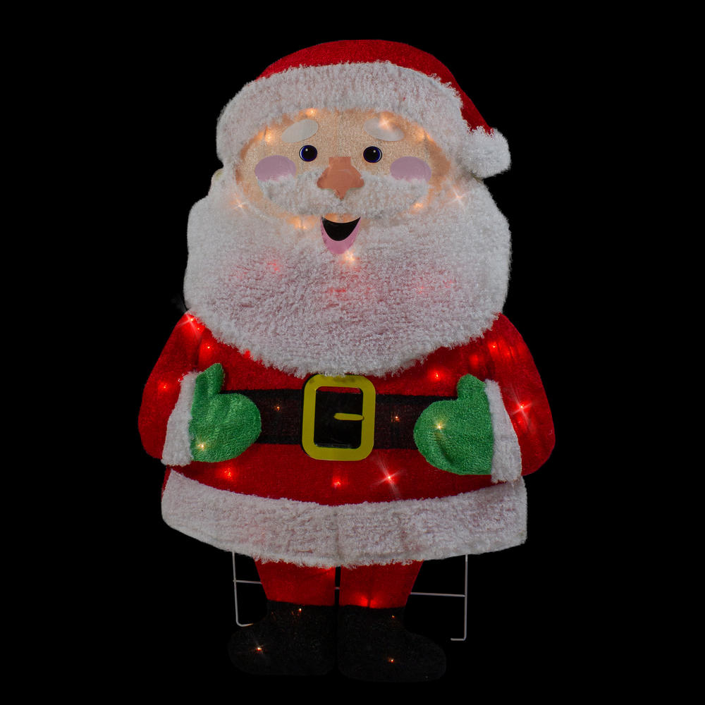 Northlight 32" Lighted 2D Chenille Santa Outdoor Christmas Decoration