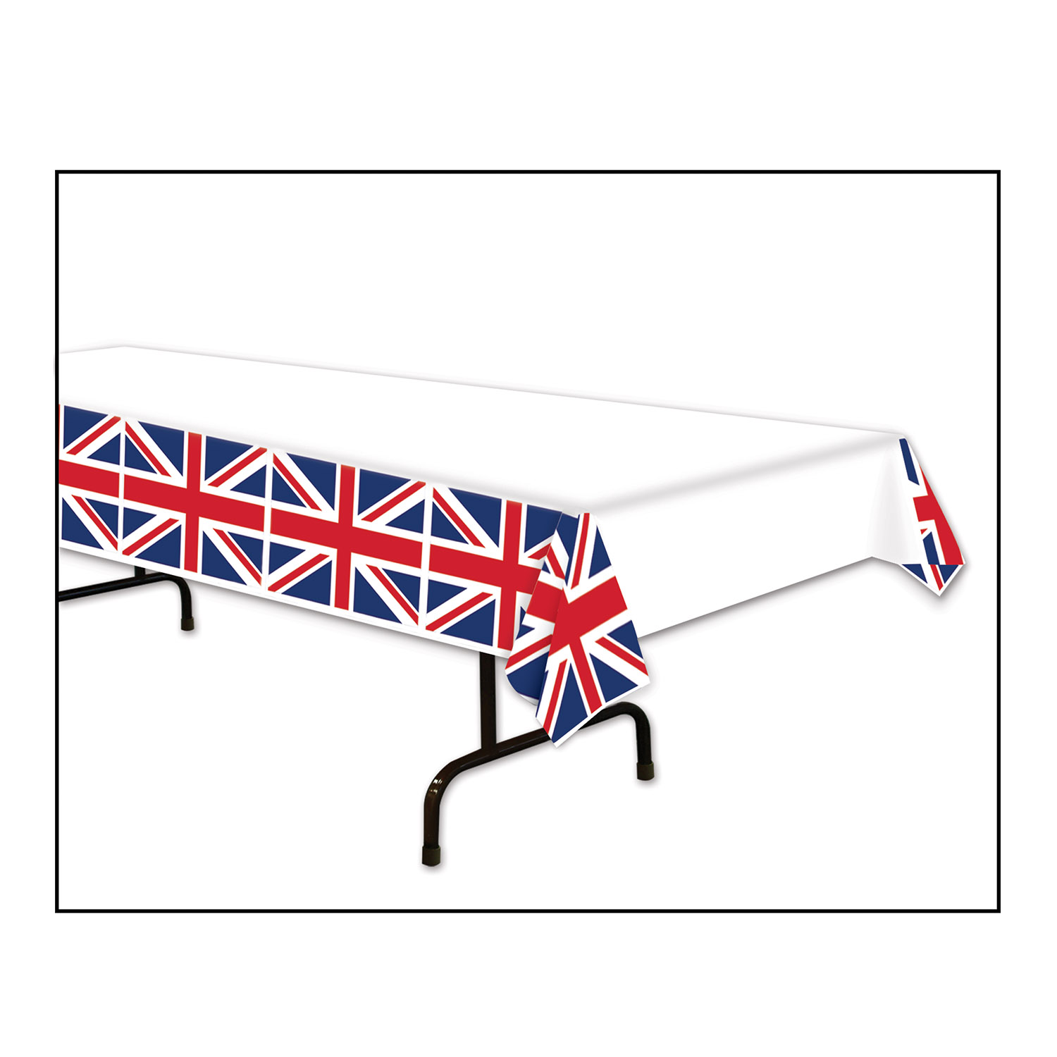 Party Central Club Pack of 12 White and Red Union Jack British Flag Disposable Table Covers 9'