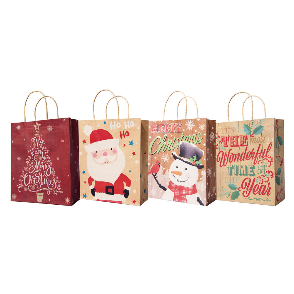Lindy Bowman Pack of 12 Assorted Medium Christmas Gift Bags with Handle