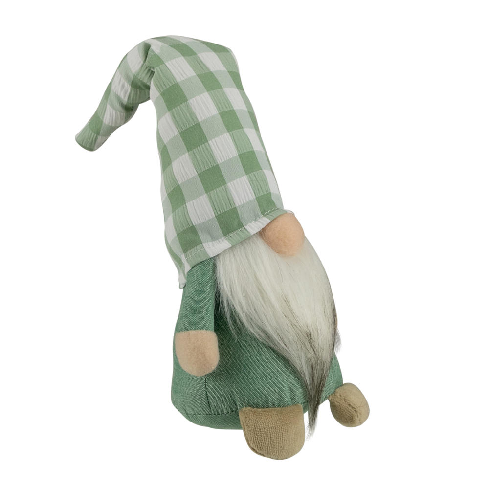 Northlight 12.25" Spring Gnome with Green Plaid Hat