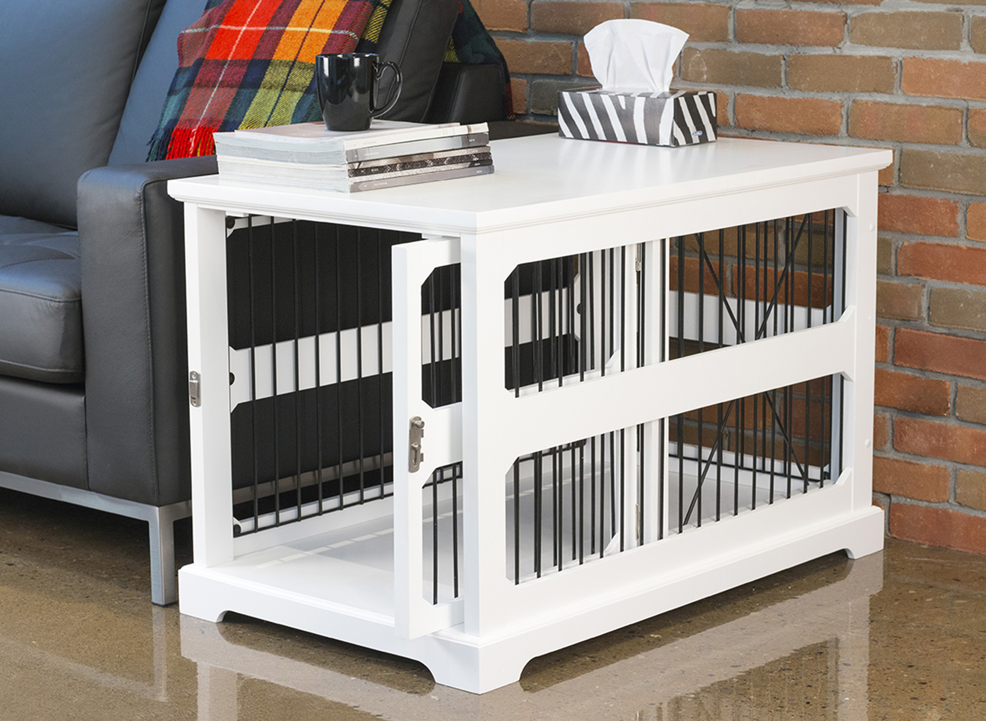Contemporary Home Living 35.25" White Rectangular Medium Slide Aside Crate and End Table