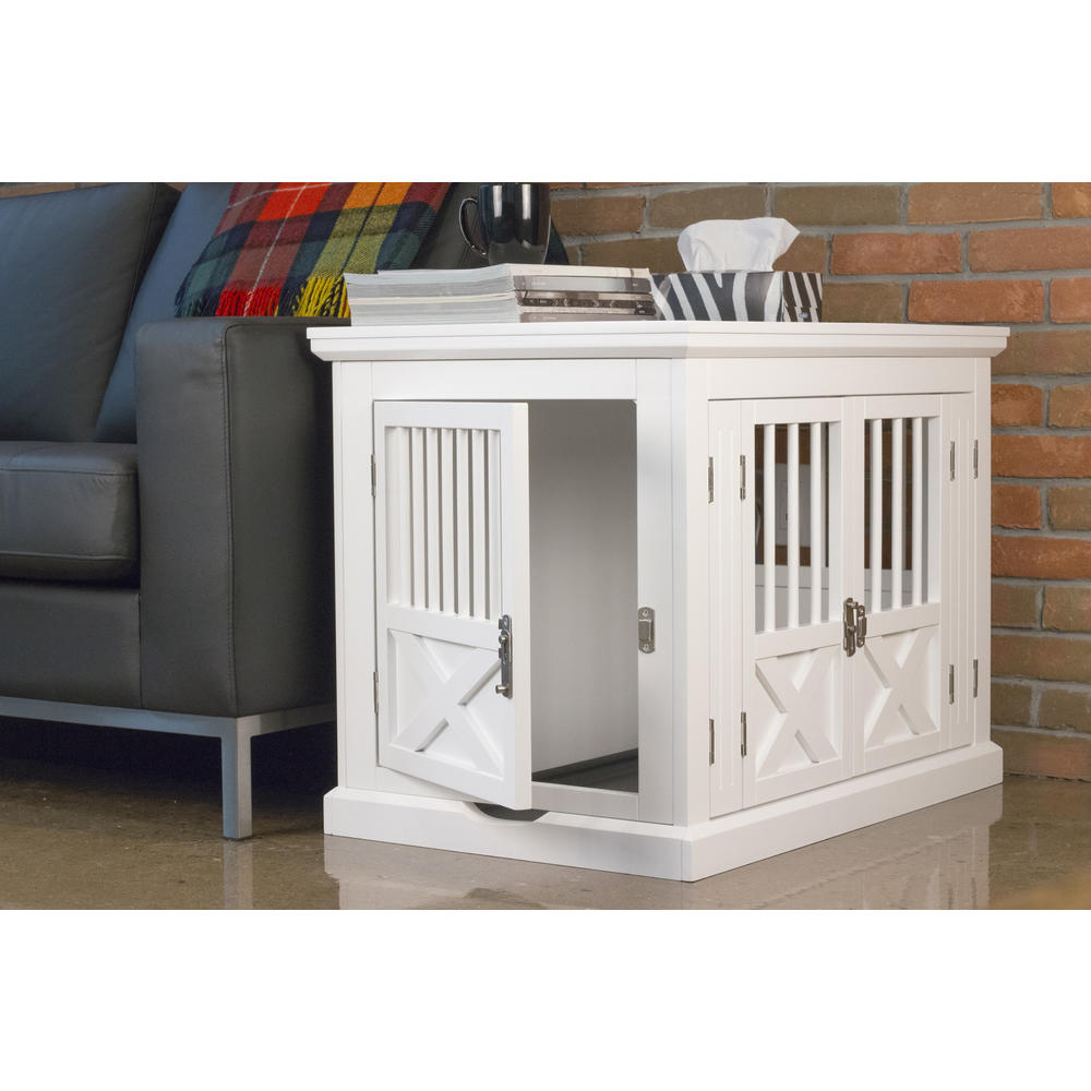 Contemporary Home Living 30.5" White Rectangular Medium Slide Triple Door Dog Crate