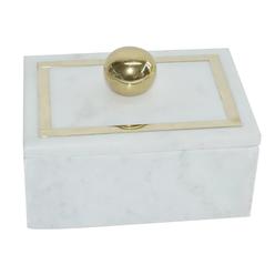 Kingston Living SAGEBROOK HOM Marble, 7x5 Rectangular Box - Knob, White