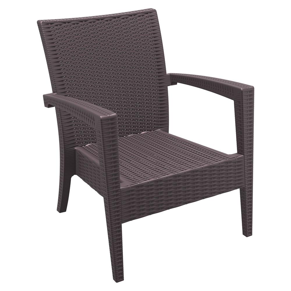 Luxury Commercial Living 35" Brown Outdoor Patio Wickerlook Club Chair with Natural Sunbrella cushion