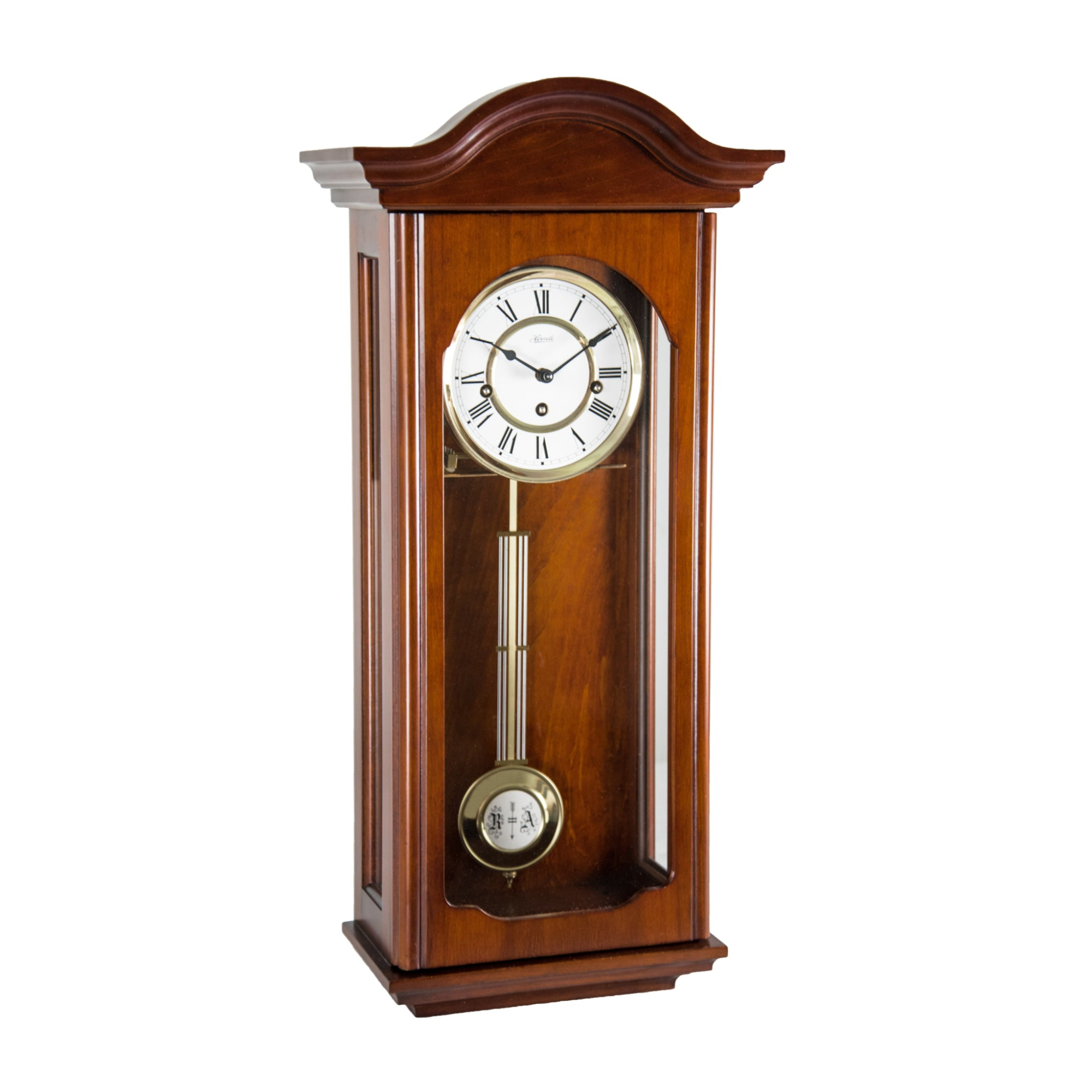Hermle 26" Brown and White Antique Regulator Pendulum Wall Clock