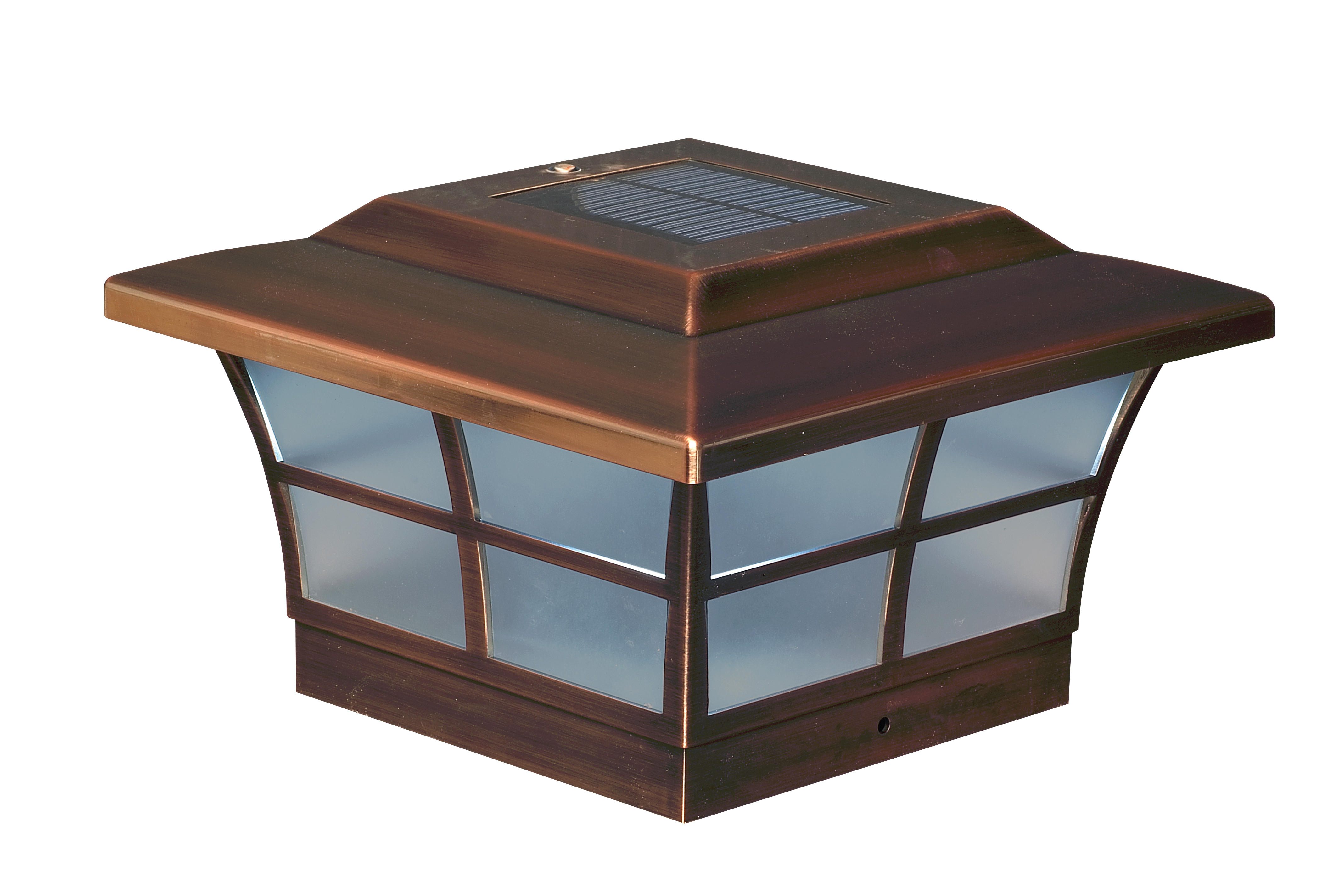 CC Outdoor Living Set of 2 Antique Copper and Clear Solar Powered Prestige Post Caps for 6x6 Fence Post