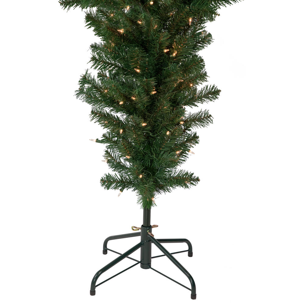 Northlight 7.5' Pre-Lit Green Upside Down Spruce Artificial Christmas Tree, Clear Lights