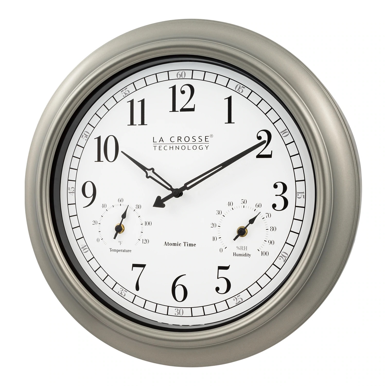 La Crosse Technology 18” White and Silver Indoor or Outdoor Atomic Wall Clock