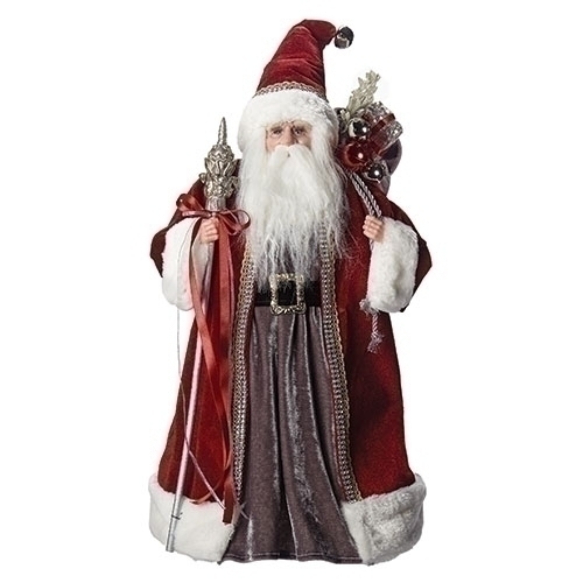 Roman 18" Red and White Santa with Gift Sack Christmas Tree Topper, Unlit