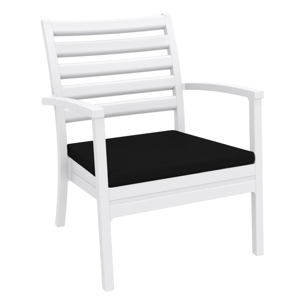 Luxury Commercial Living 7-Piece White and Black Outdoor Patio Seating Set with Cushions 36"