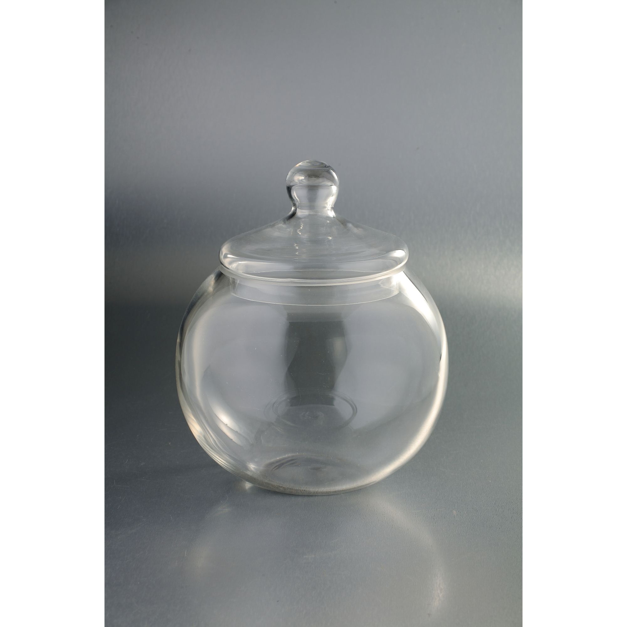 CC Home Furnishings 11" Clear Spherical Candy Dish Jar with Finial Lid