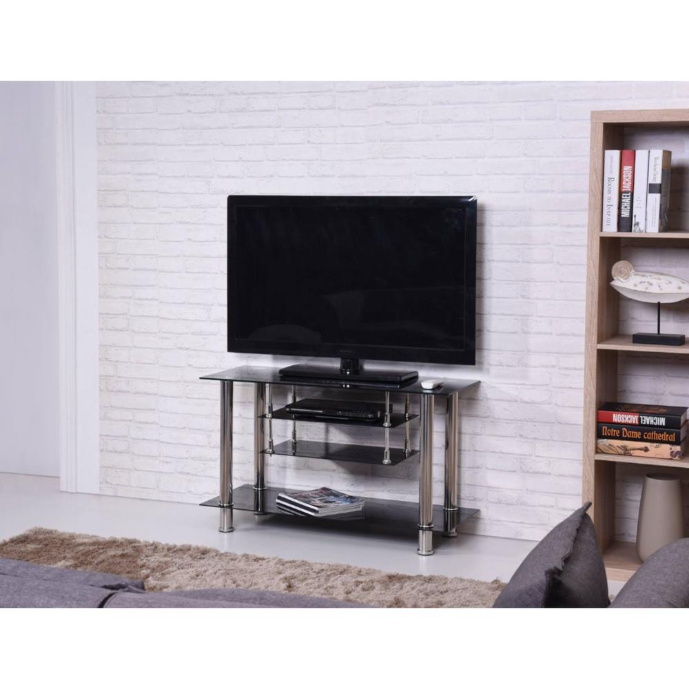 Contemporary Home Living 39" Black Contemporary Style Wide Glass TV Stand