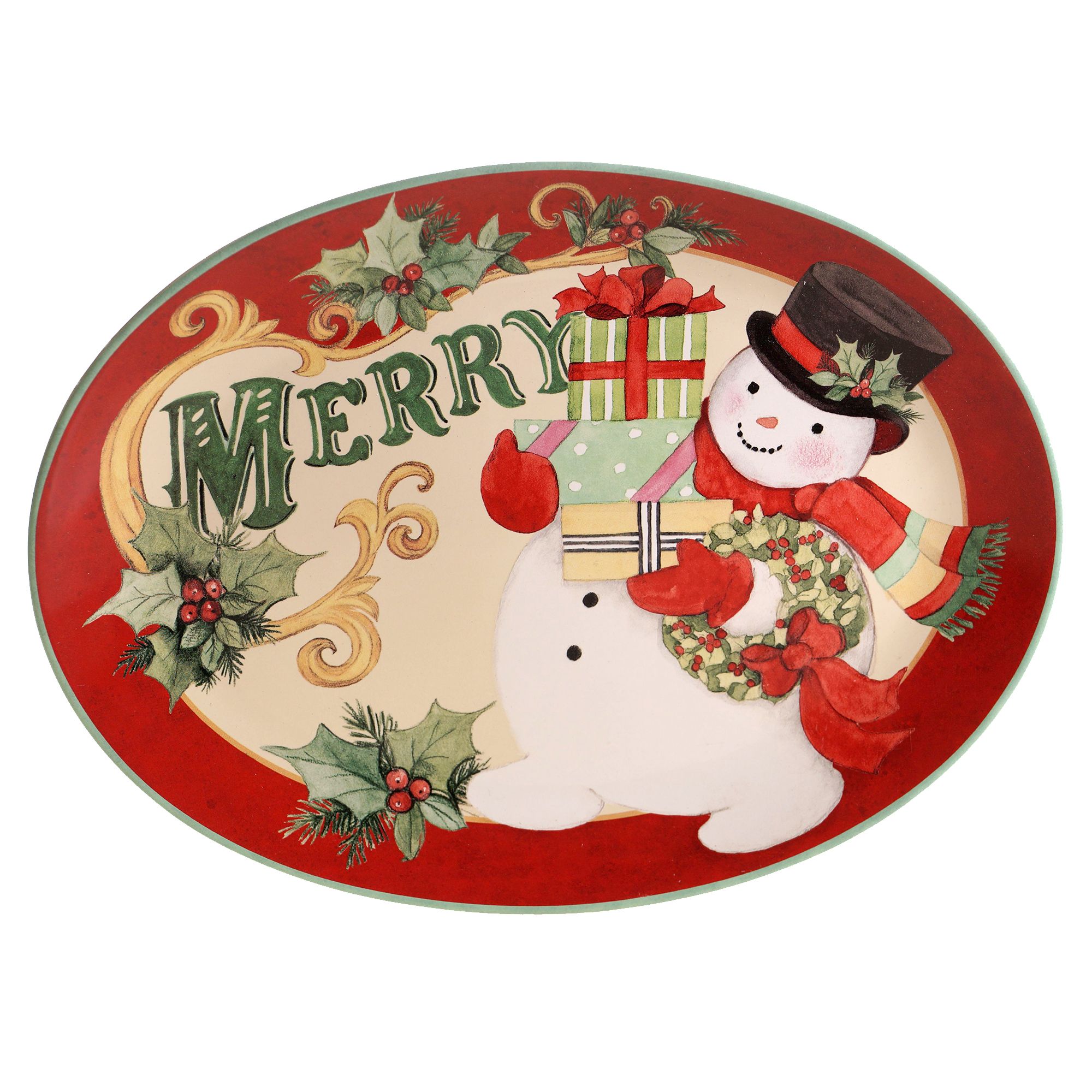 Certified International 16" Merry Christmas Oval Serving Platter
