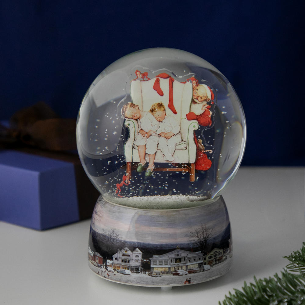 Northlight 6.5" Norman Rockwell 'Santa Looking at Two Sleeping Children' Christmas Snow Globe
