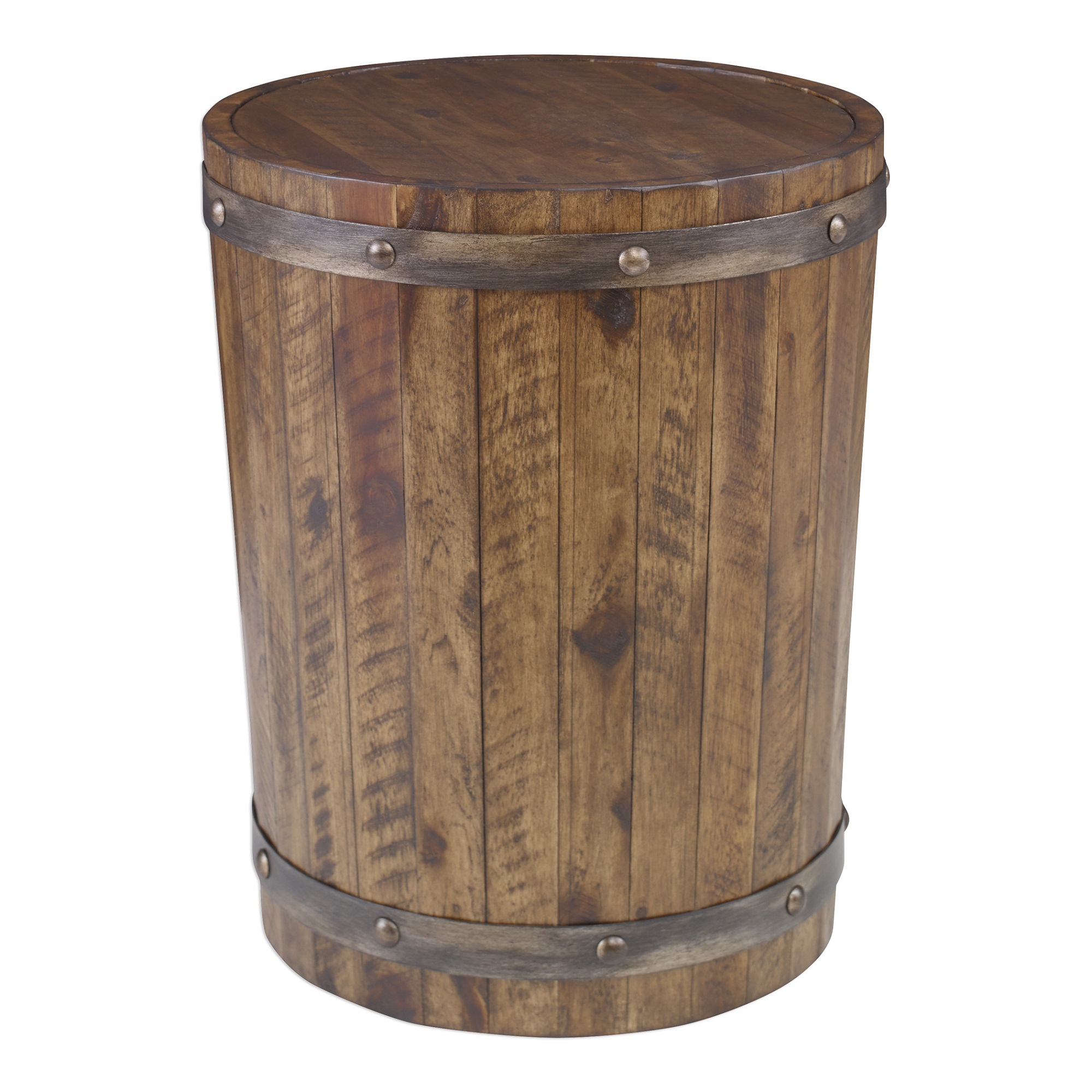 Contemporary Home Living 24" Brown Ceylon Wine Barrel Accent Table