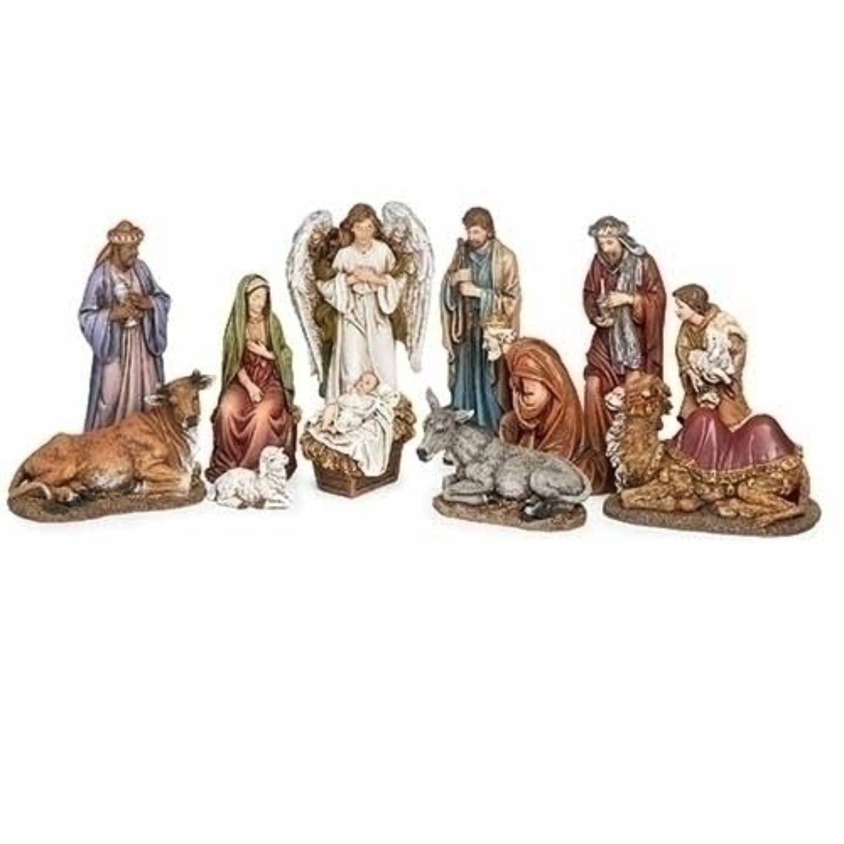 Roman 12 Piece Red and White Christmas Tabletop Nativity Set 19"
