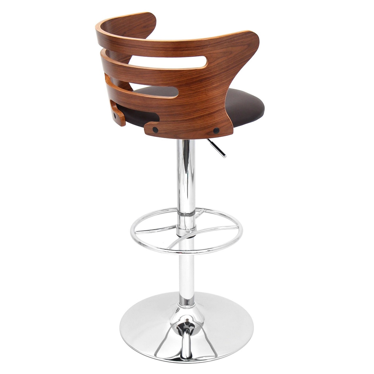 Contemporary Home Living 39" Brown Walnut Wood with Faux Leather Indoor Barstool