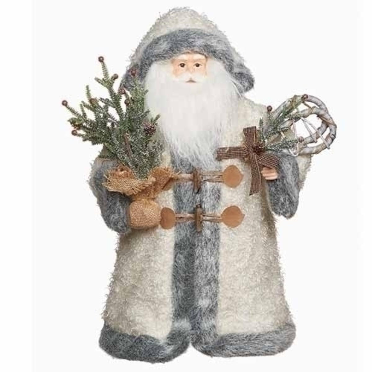 Roman 19" White and Gray Santa Christmas Tree Topper, Unlit