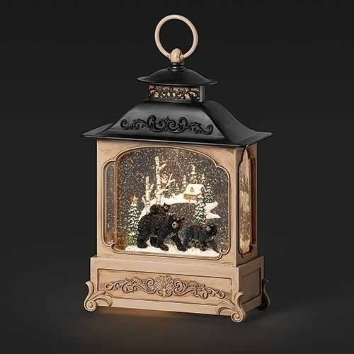 Roman 12" LED Lighted Bear Christmas Snow Globe Lantern