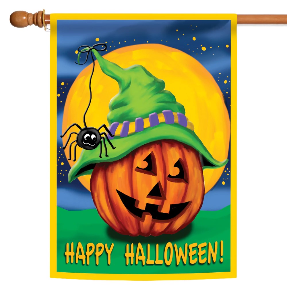 Toland Home Garden Jack-O-Lantern and Spider "Happy Halloween!" Outdoor Flag - 40" x 28"
