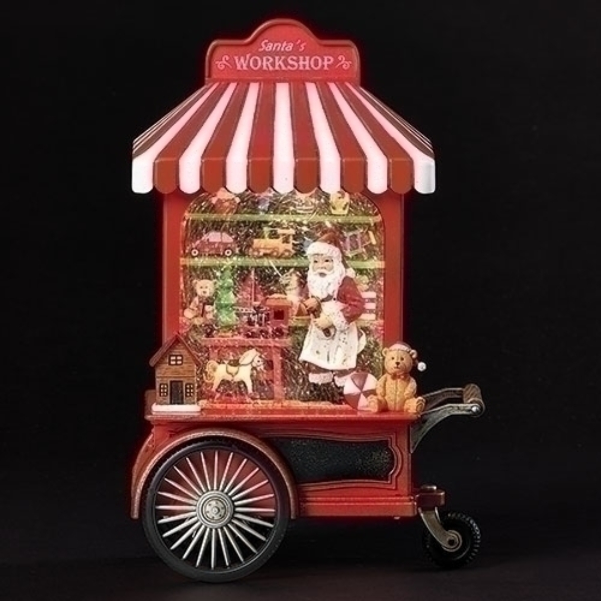 Roman 10.75" LED Lighted Christmas Snow Globe Toyshop Cart