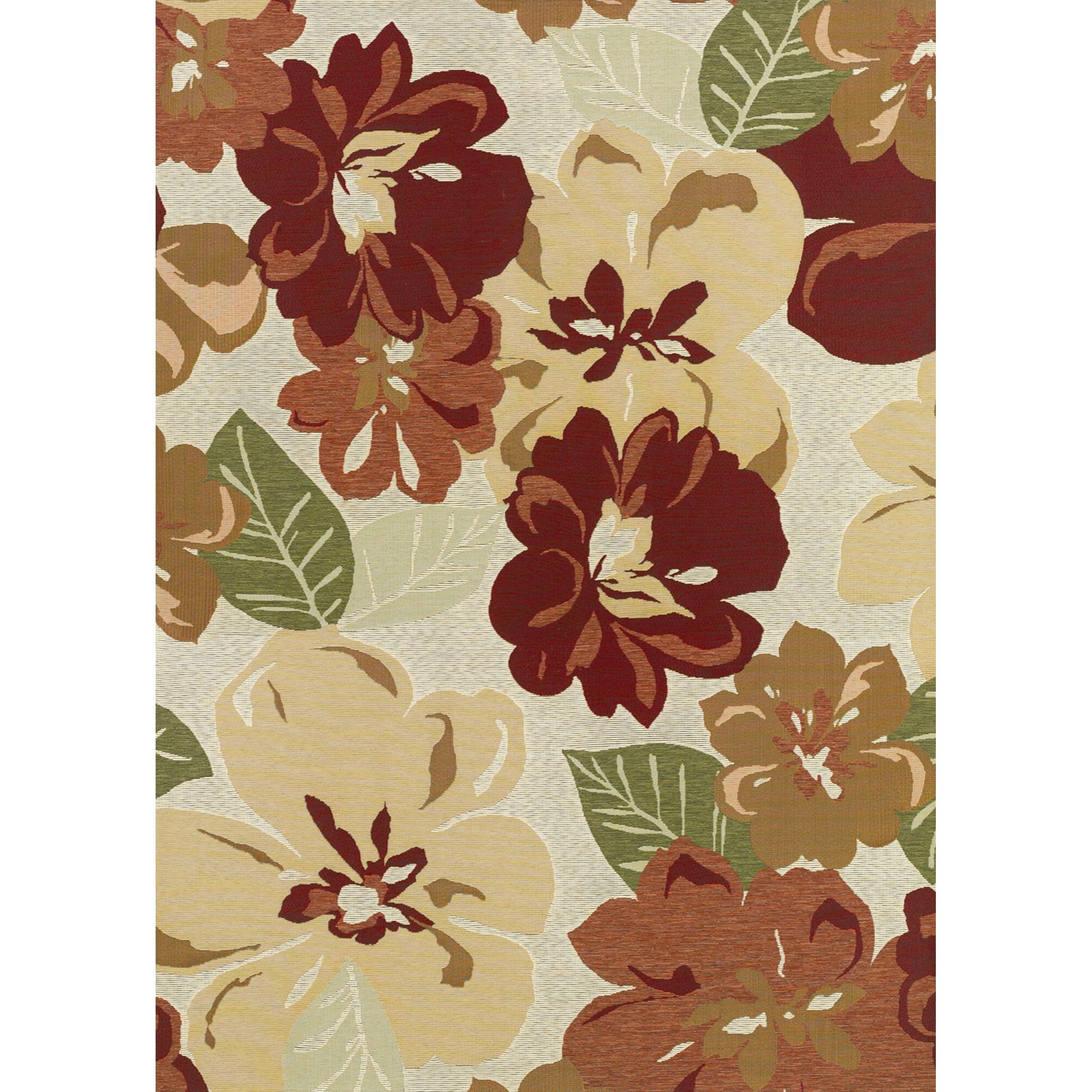 Couristan 8.1' x 11.1' Red and Beige Floral Rectangular Outdoor Area Throw Rug