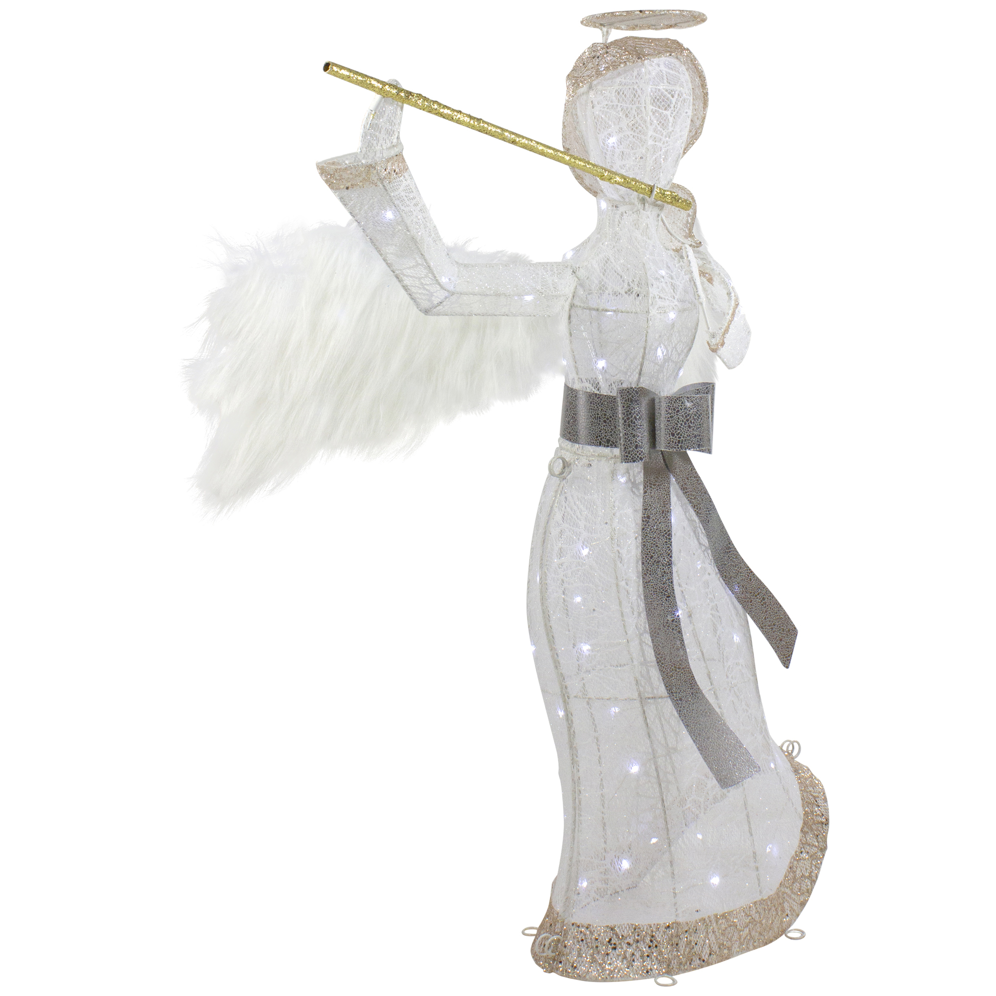 Northlight 36" LED Lighted Lace Angel with Flute Outdoor Christmas Decoration