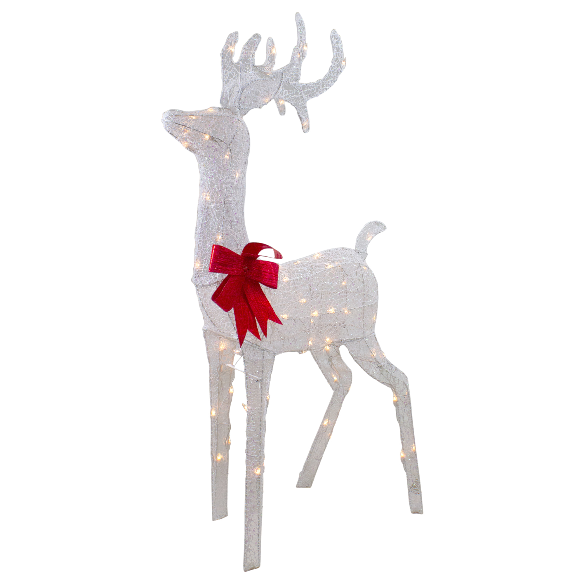 Northlight 52" Lighted White Mesh Standing Buck Outdoor Christmas Decoration - Clear Lights