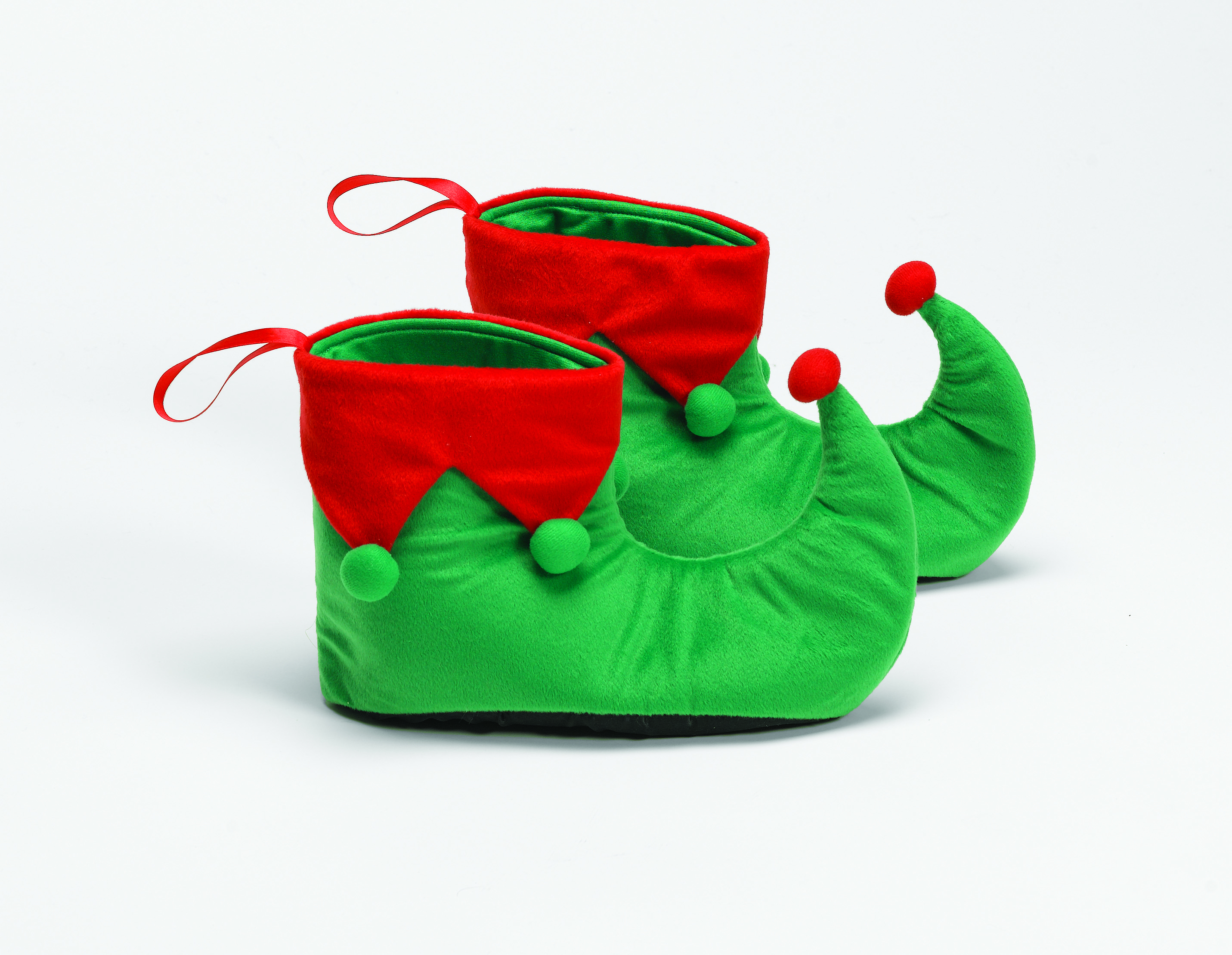 The Costume Center Green and Red Velvet Christmas Elf Shoes – One Size Fits Most