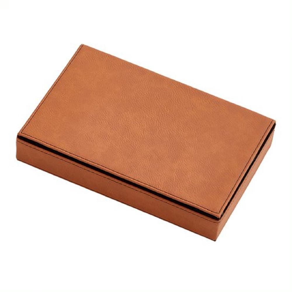 Contemporary Home Living 7.75" x 5" Caramel Brown Leatherette 2-Piece Playing Cards Deck Set