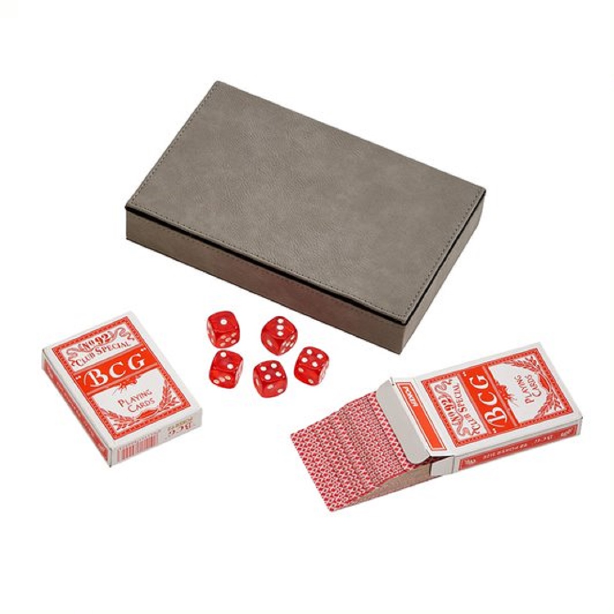 Contemporary Home Living 7.75" x 5" Taupe Gray Leatherette 2-Piece Playing Cards Deck Set