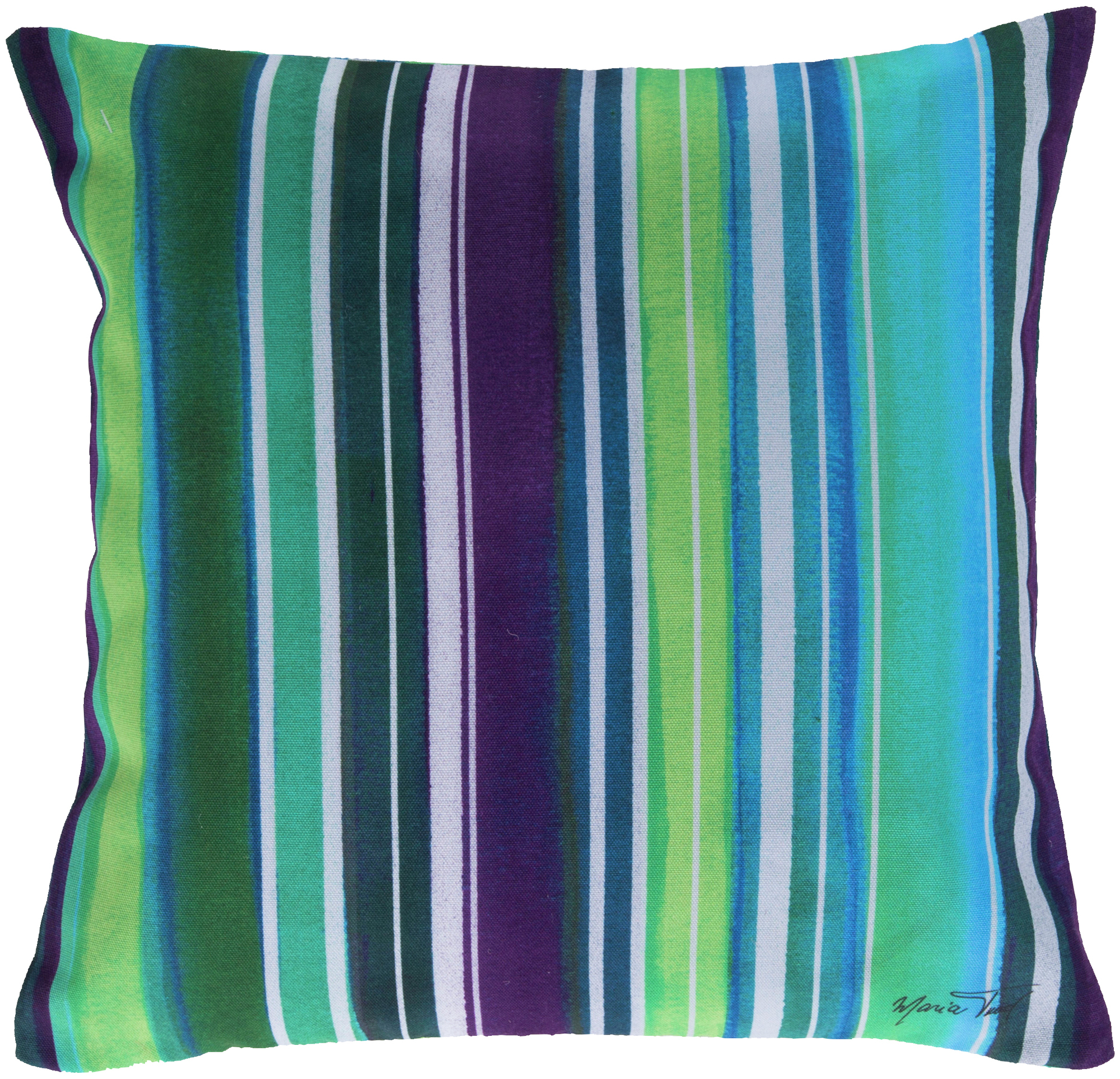 Tiwari Home 20" Green and Blue Nautical Striped Square Throw Pillow Cover