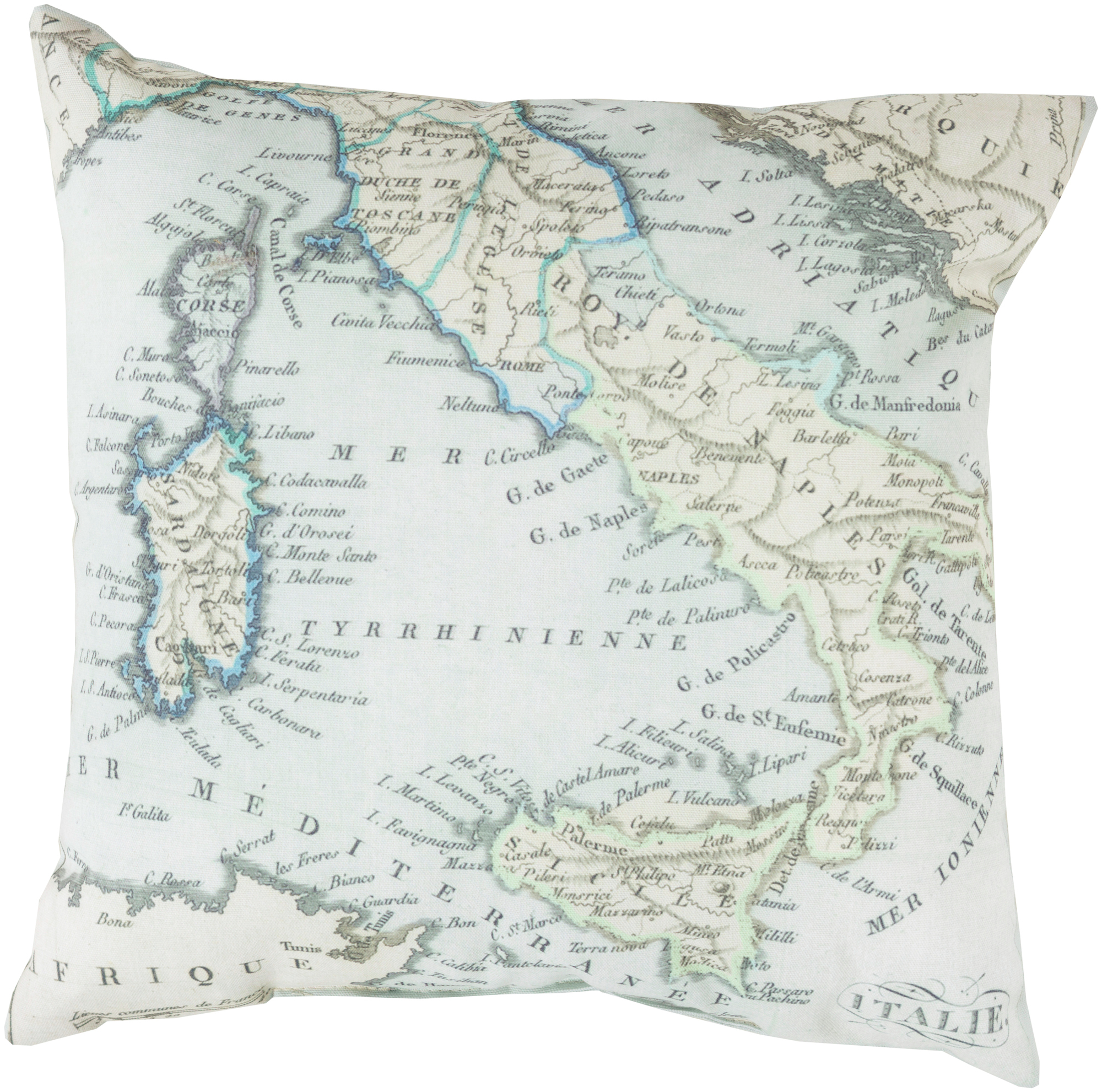 Tiwari Home 18" Blue and Gray Global Mediterranean Contemporary Square Throw Pillow Cover
