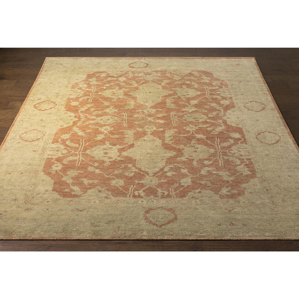 Tiwari Home 6' x 9' Distant Memories Blush Red and Ivory Hand Knotted Wool Area Throw Rug