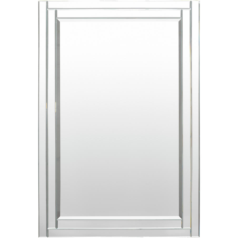 Diva At Home 53" Sleek and Stylish Silver Beveled Rectangular Wall Mirror