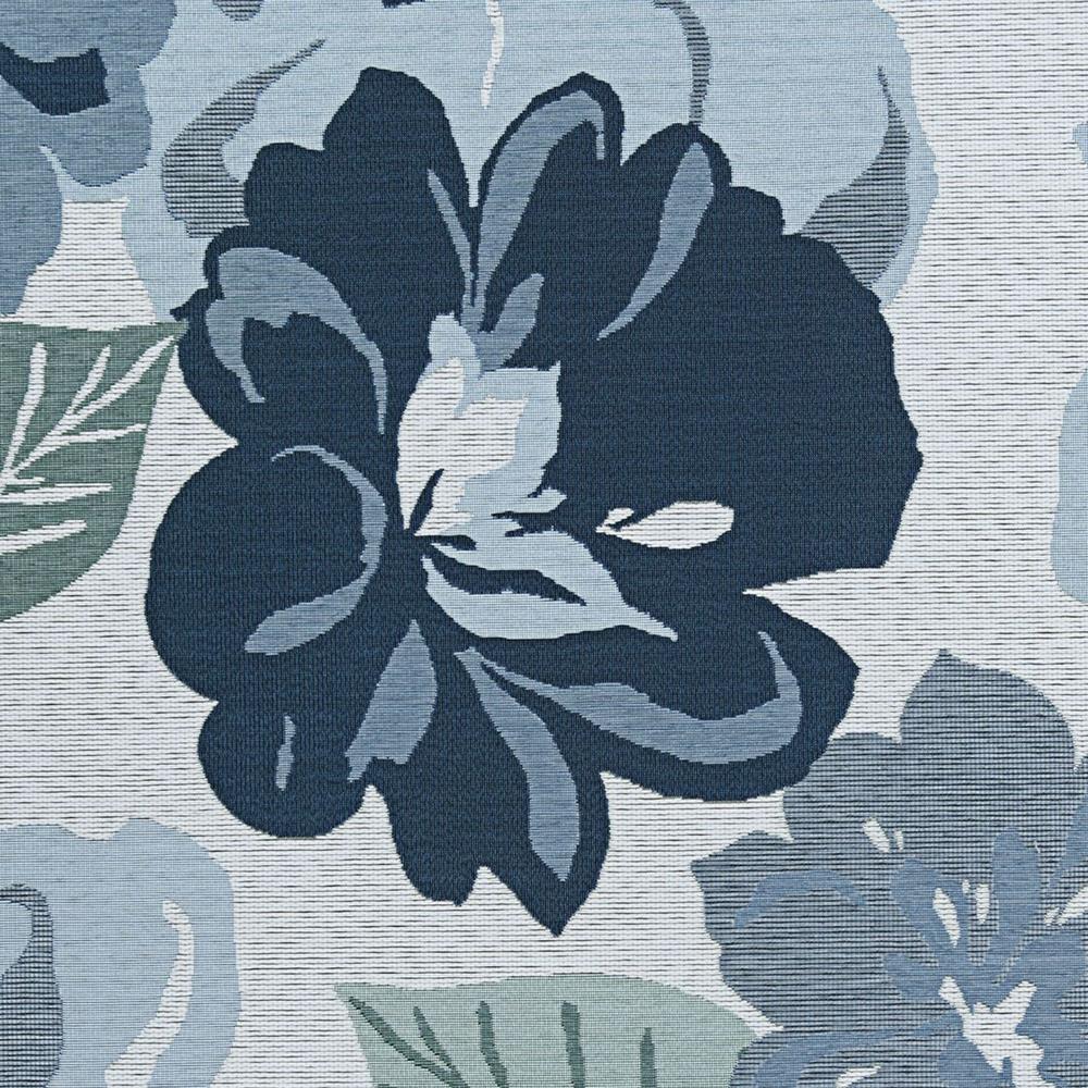 Couristan 4' x 5.8' Gray and Blue Floral Rectangular Outdoor Area Throw Rug