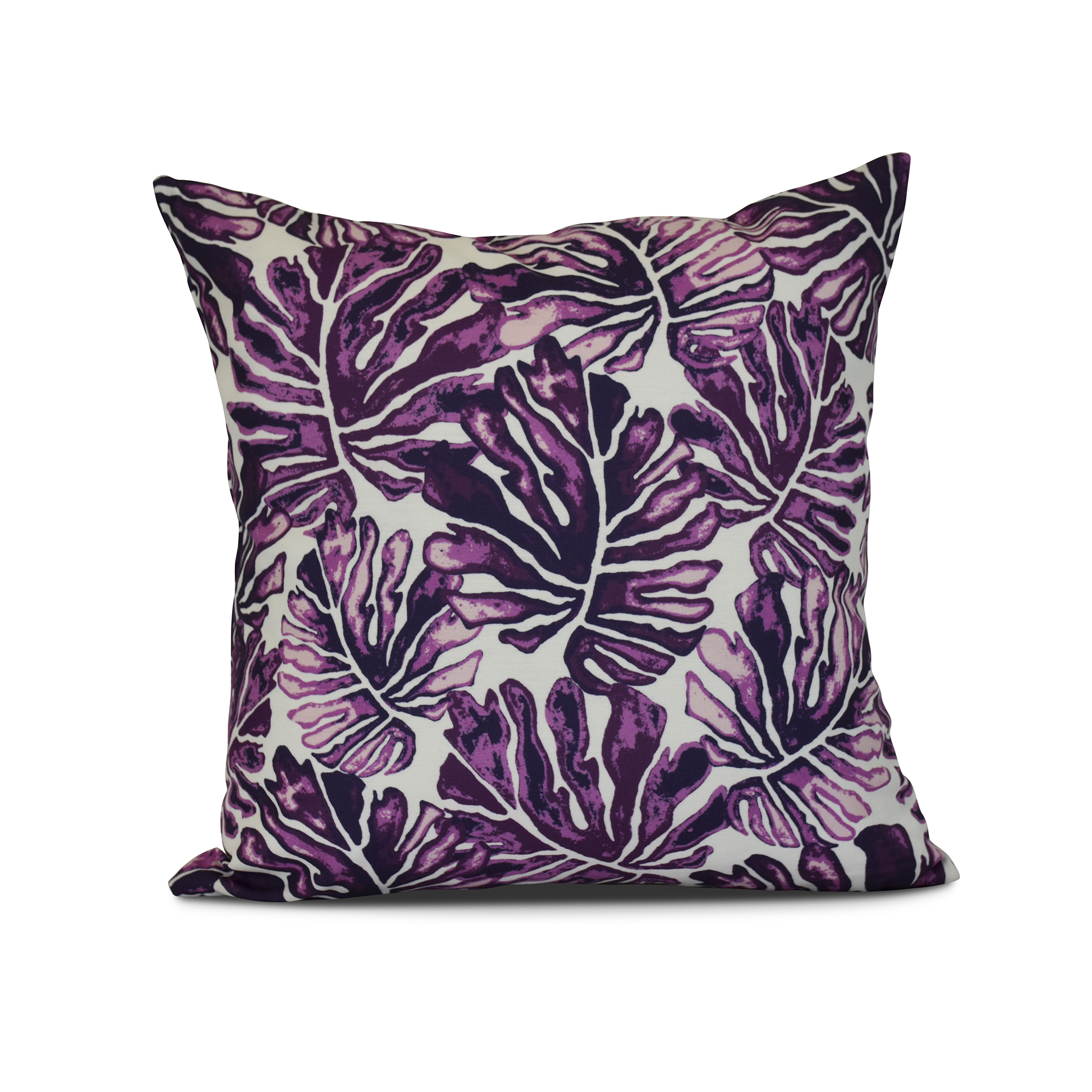 Contemporary Home Living 26" Purple Throw Pillow with Palm Leaves Design - Down Alternative Filler