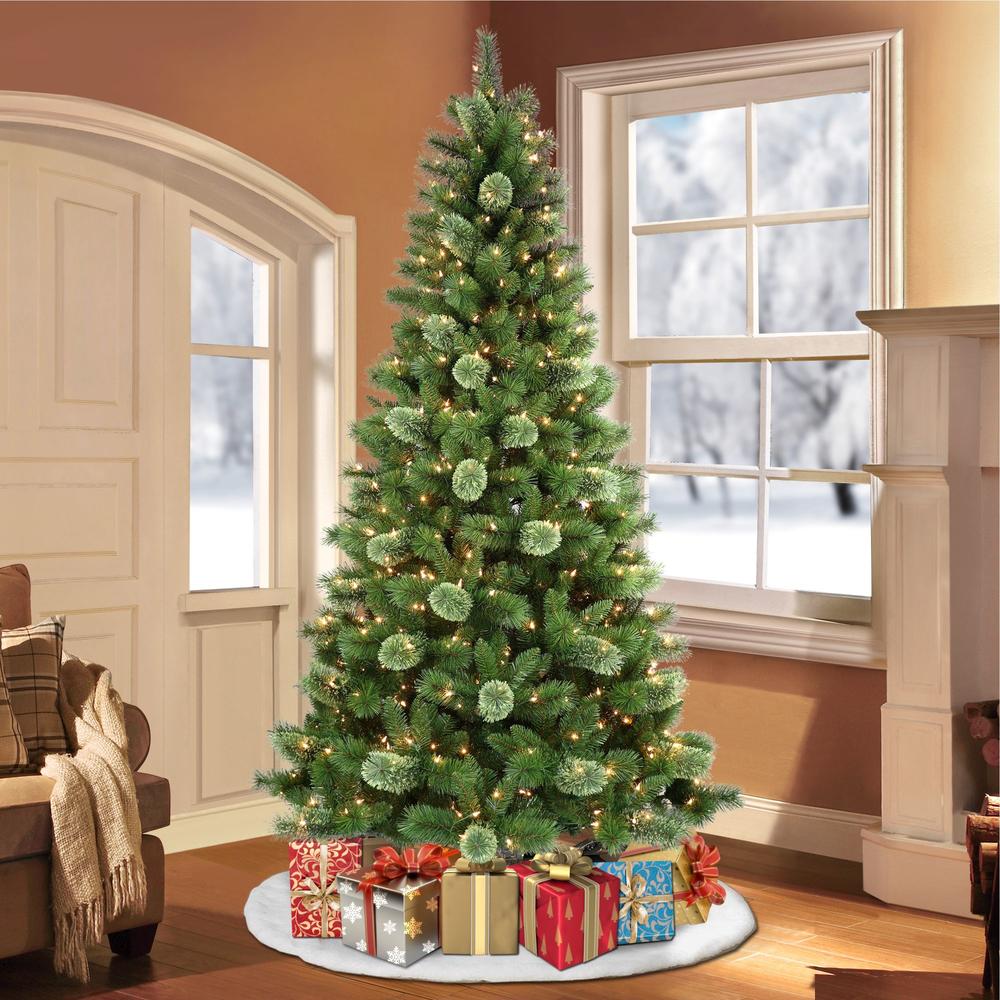 CC Christmas Decor 7.5' Pre-Lit Medium Western Pine Artificial Christmas Tree, Clear Lights