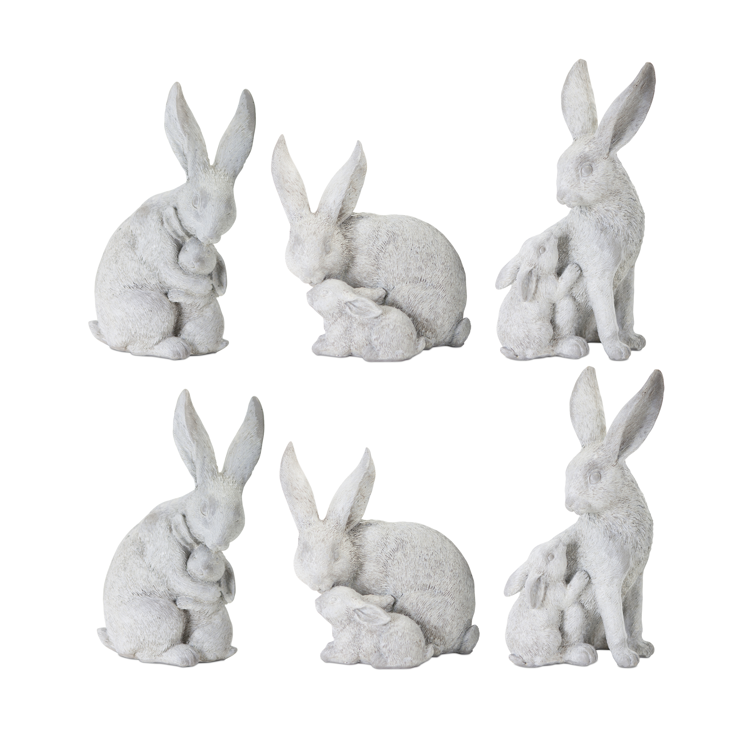 Contemporary Home Living Set of 6 White Decorative Accent Rabbit With Bunny 6"