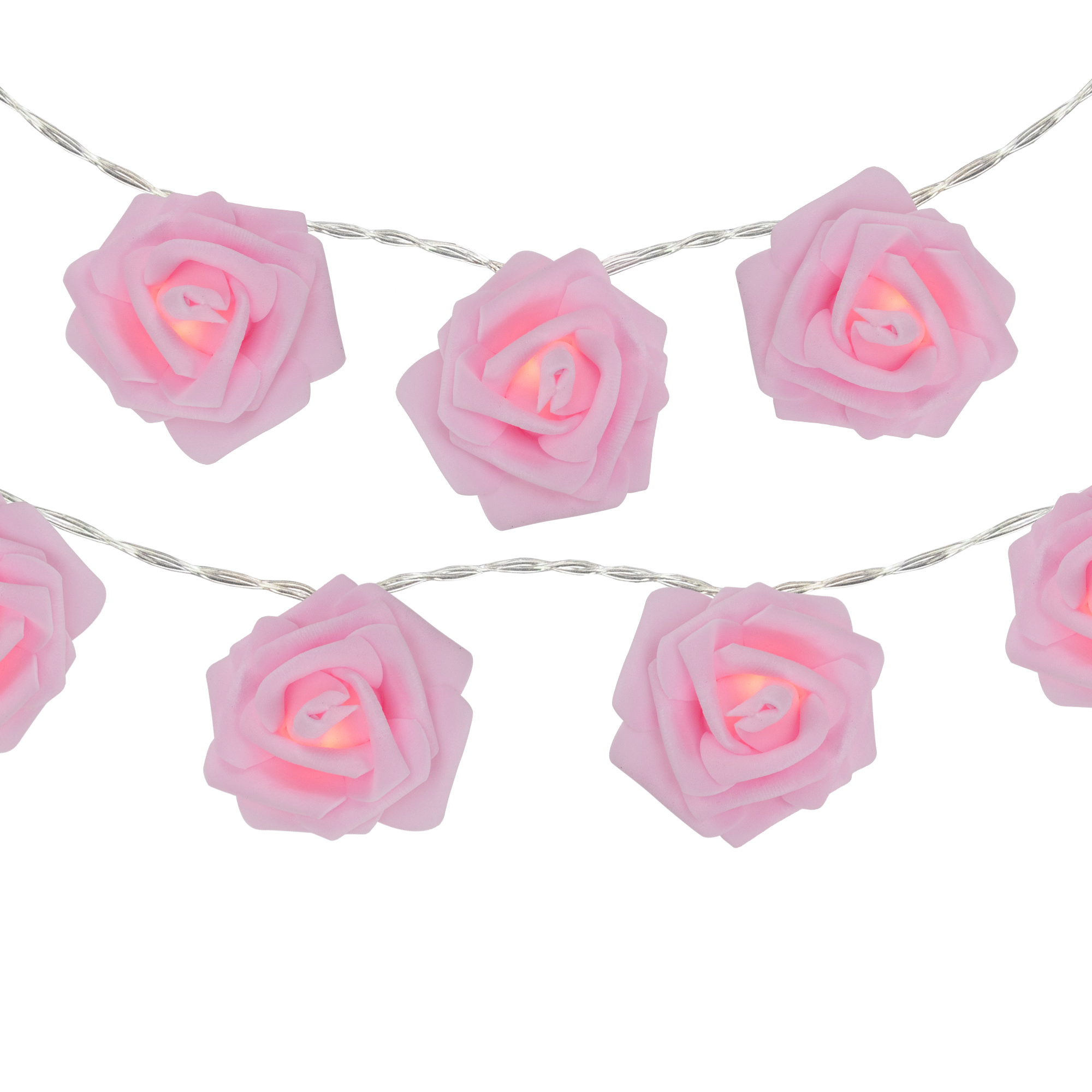 Northlight 10-Count Pink Rose Flower LED String Lights, 4.5ft, Clear Wire