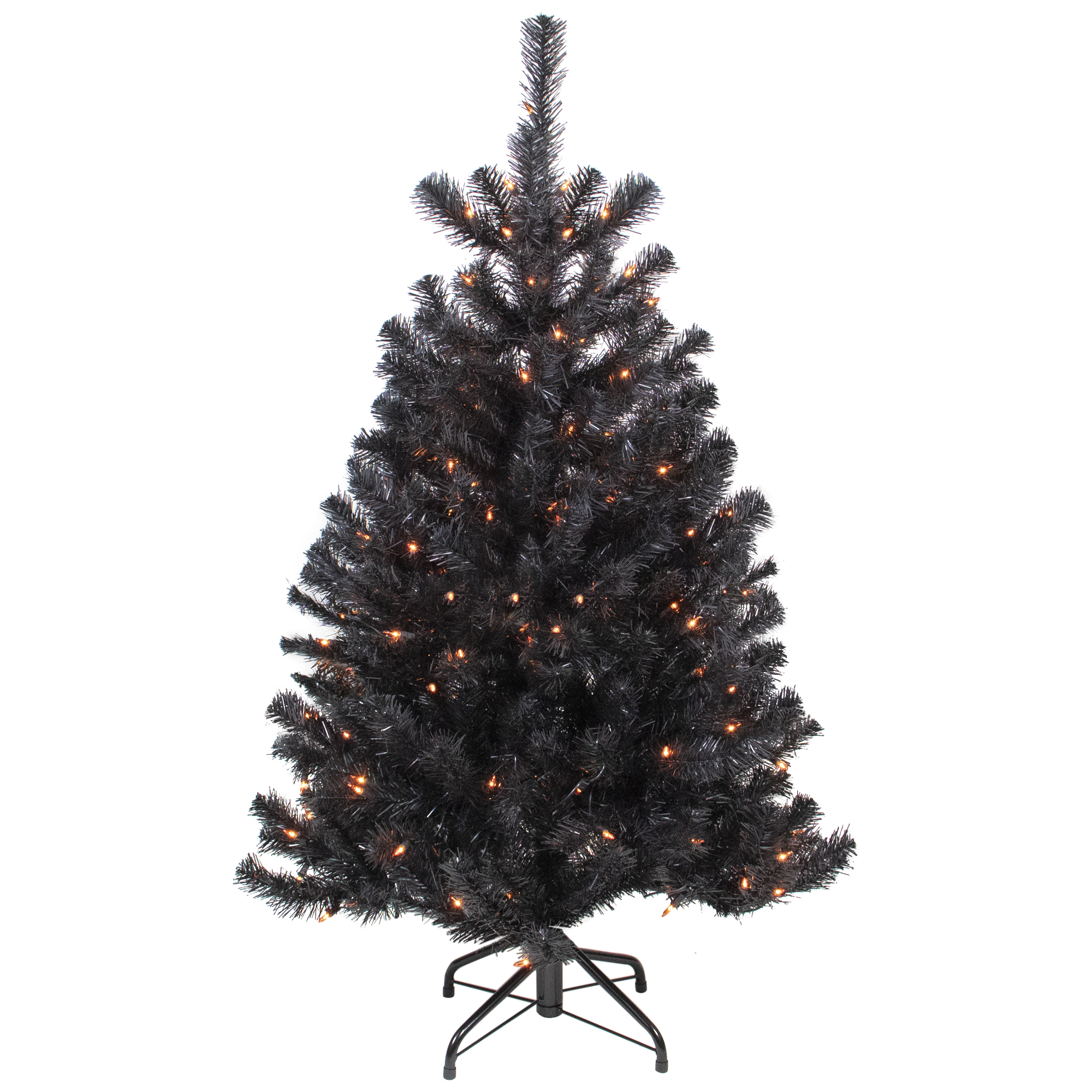 Northlight 4ft Pre-Lit Black Noble Spruce Artificial Halloween Tree, Orange Lights