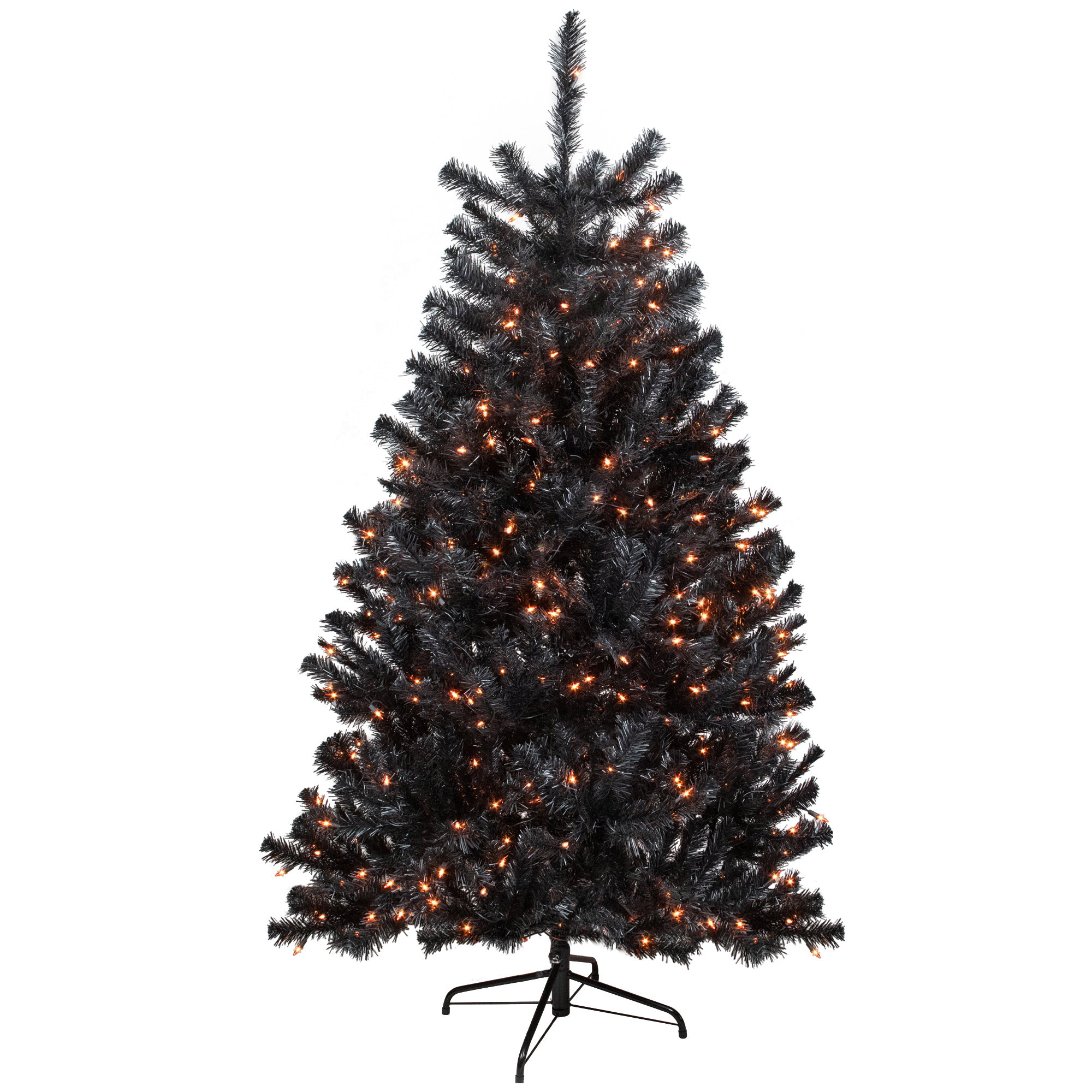 Northlight 6ft Pre-Lit Black Noble Spruce Artificial Halloween Tree, Orange Lights