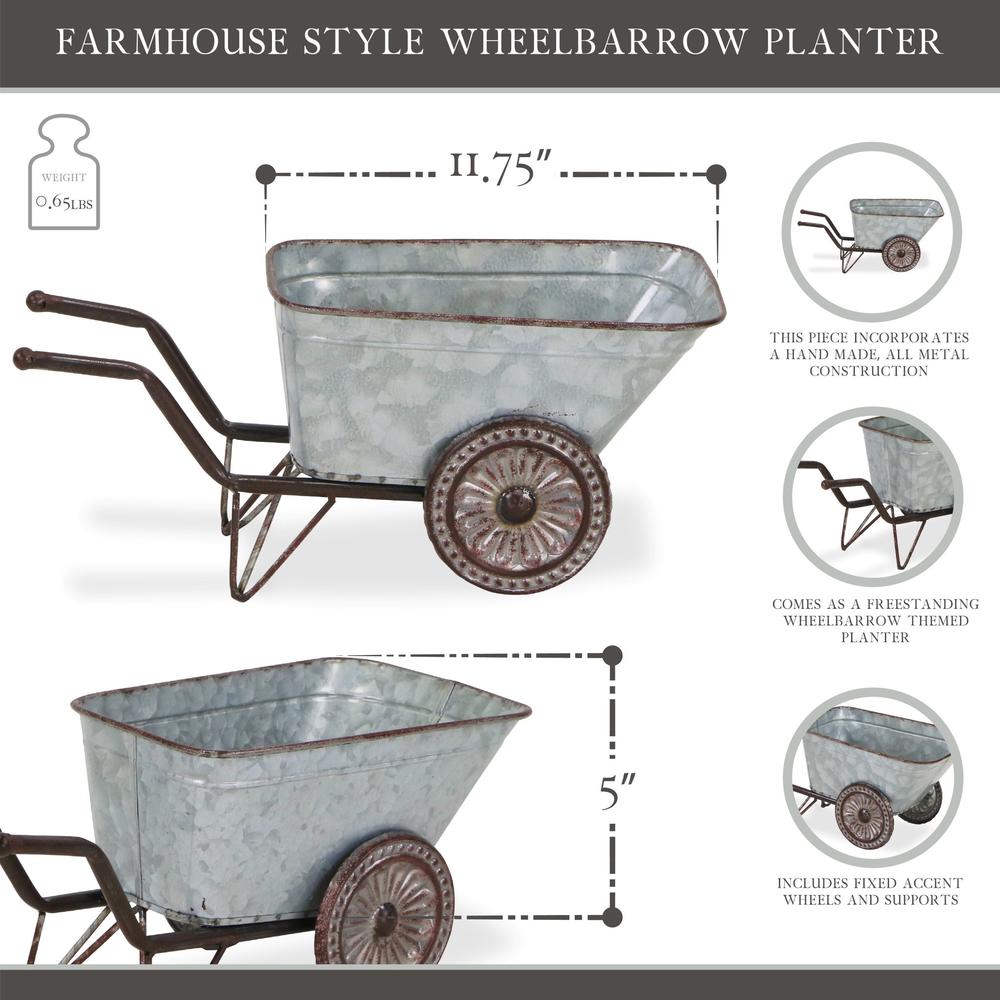 Contemporary Home Living 11.75" Gray Handmade Farmhouse Wheelbarrow Planter