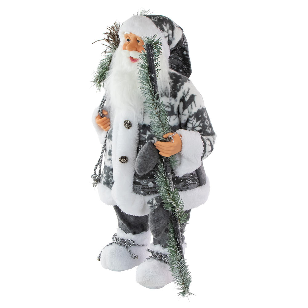 Northlight 24" Gray and White Nordic Santa Claus Christmas Figure