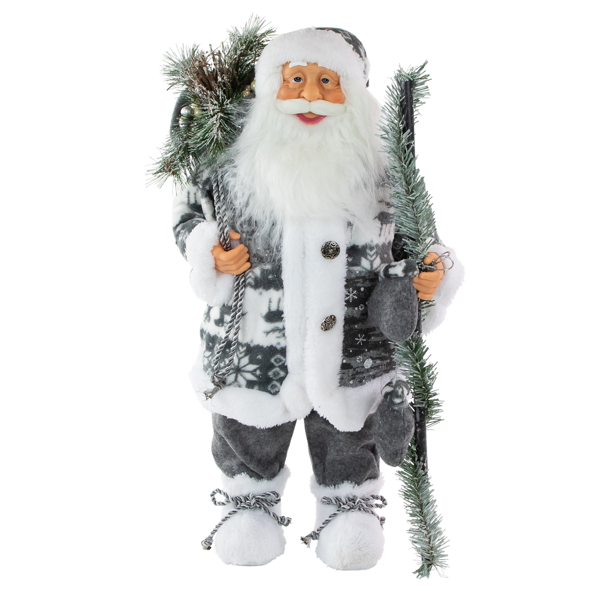 Northlight 24" Gray and White Nordic Santa Claus Christmas Figure